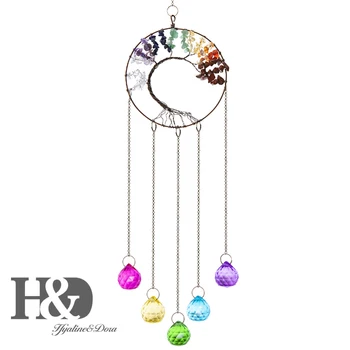 

H&D 20mm Crystals Colorful Ball Prisms Suncatcher Hanging Ornament Rainbow Maker for Window Tree Of Life Pendant With Gift Box