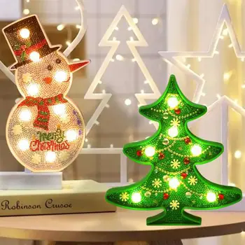 

DIY LED Diamond Painting Night Light Christmas Tree Snowman Cross Stitch Embroidery Special Shape Wedding Decoration