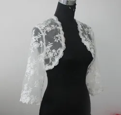 New Lace Bridal Jacket Bolero 3/4 Long Sleeves Wedding Jacket Bolero Shrug Lace Jacket Bolero White Ivory Custom Made