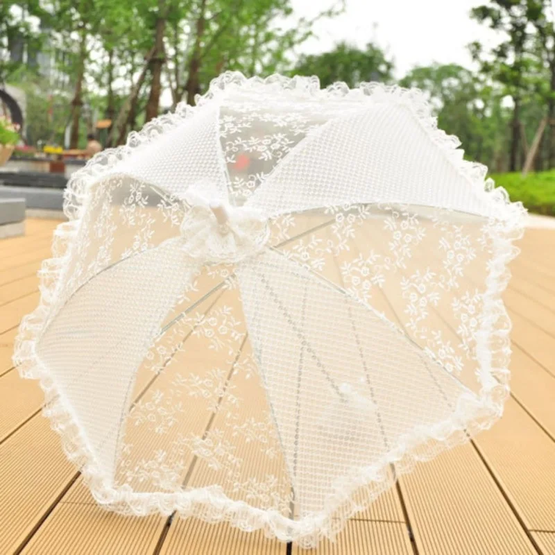 Кружевной зонтик хлопок вышивка белый/слоновая кость Кружевной Зонтик Свадебные украшения зонта