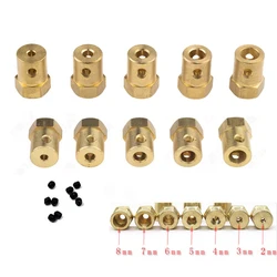 Connecteur de pneu Hexagonal, 2mm/3mm/4mm/5mm/6mm/8mm, connecteur en cuivre d'arbre pour roue de moteur, châssis de voiture Robot, 10 pièces/lot 