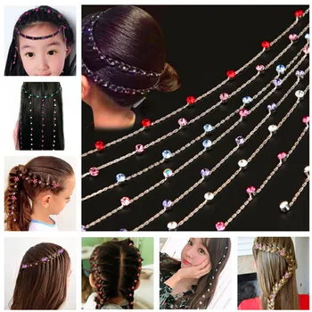 

2020 New Alloy Rhinestone Hair Chain Girl Hair Extension Rhinestone Tool Glitter Braid Hairpin Bridal Wedding Hair Accessories