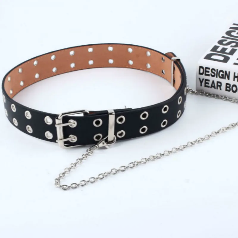 

Newest Design Detachable Waist Belt silver Punk Waistband Jeans Belts Lady Women Trendy Fashion leather Pin Buckle Chain Hip-hop