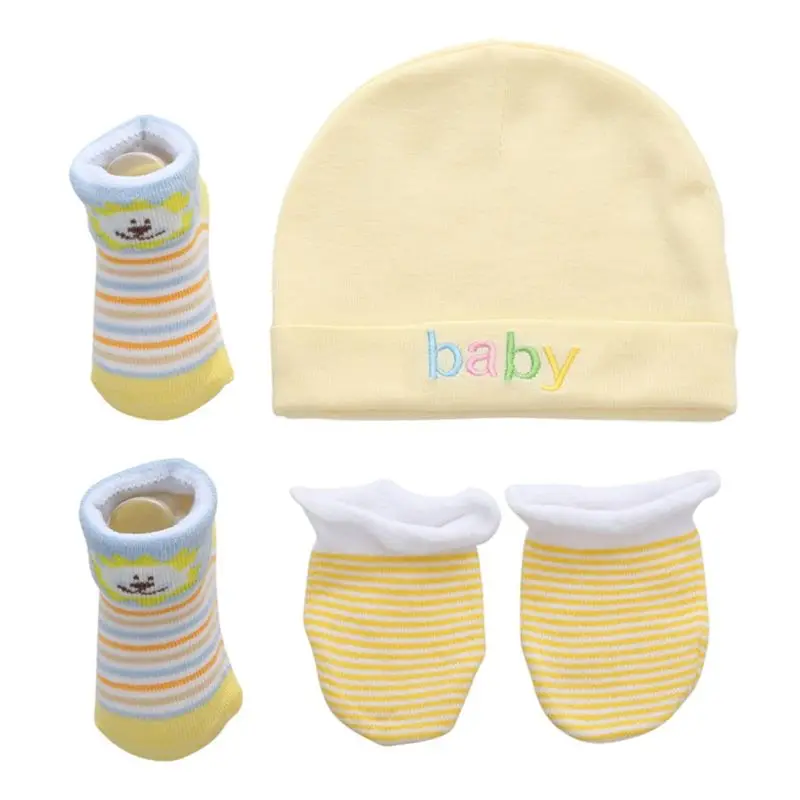 Осенне-зимние детские шапки и варежки для девочек и мальчиков, кепки, носки, удобные детские шапки и перчатки, хлопковые аксессуары для новорожденных детей 0-3 лет