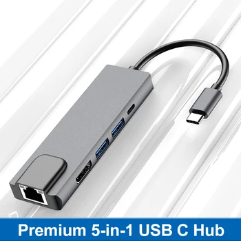 

5-in-1 USB C Hub Multiport Adapter with1000M RJ-45 Gigabit Ethernet Port 4k usb hub ноутбук планшет флешка Планшеты أجهزة الكمبي