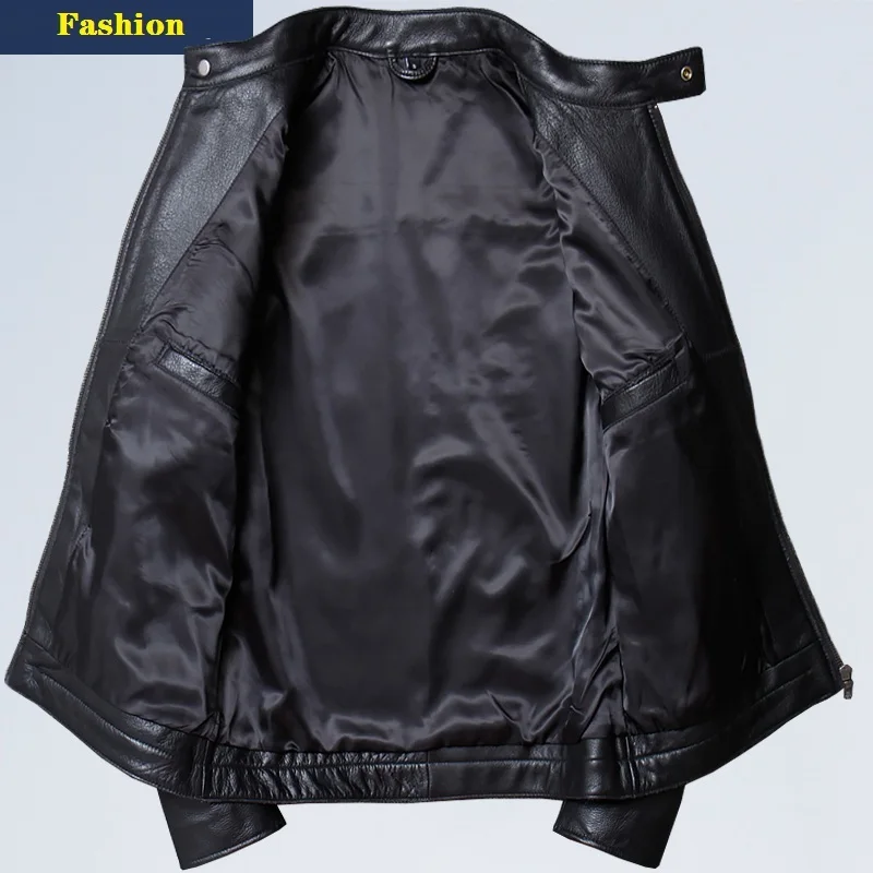 Бесплатная доставка. Мужская тонкая куртка из натуральной кожи модный бренд