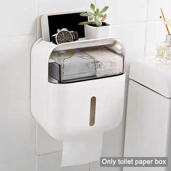

Wall Mounted Accessories Toilet Paper Holder Home Self Adhesive Floating Shelf Waterproof No Drilling Storage Rack Bathroom