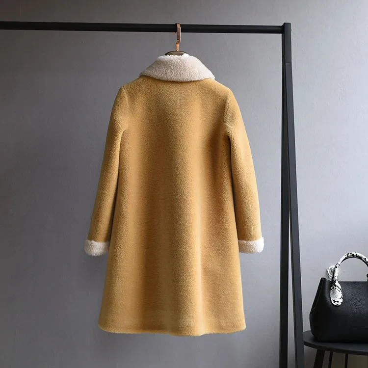Модная уличная одежда длинная Parka100% сплетенная шерсть плюшевый полярный флис медведь плюшевая верхняя одежда зимняя куртка женская шуба из натурального меха
