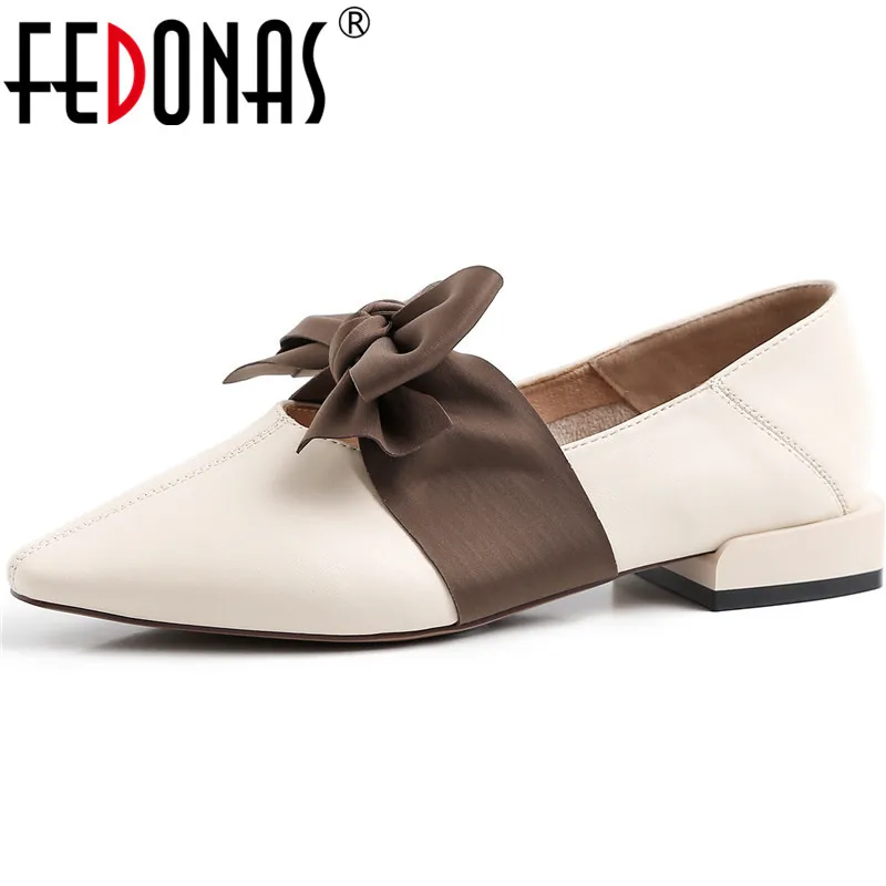 

FEDONAS Sweet Women Butterfly Knot Party Prom Pumps Spring Summer Point Toe Shoes Square Heeled Elegant New Arrival Shoes Woman