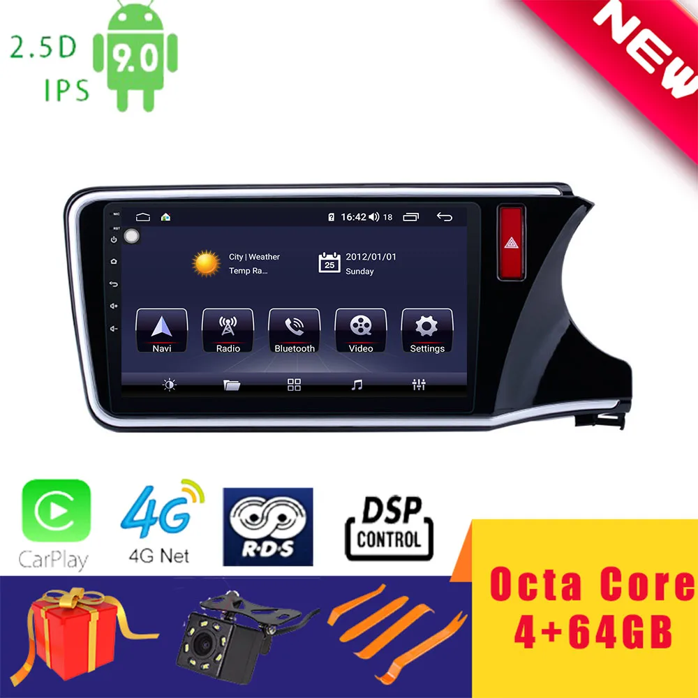 10.1&quot Android 10.0 Car Radio Stereo Player for Honda CITY 2014-2017 RHD Navigation Head Unit Octa Core DSP 2.5D+IPS 4G Carplay |