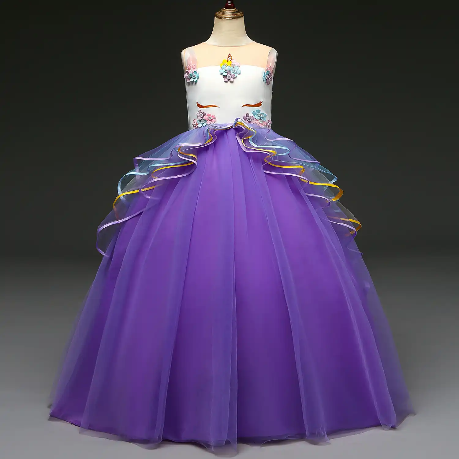 2019 Big Boy Long Formal Dress Colorful Gauze Cake Tutu Unicorn