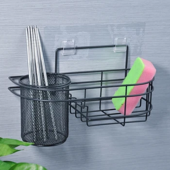 

Kitchen Sponge Holder Toothbrush Holder for Bathroom- Chrome Bathroom Organizer, Simple, Easy to Clean