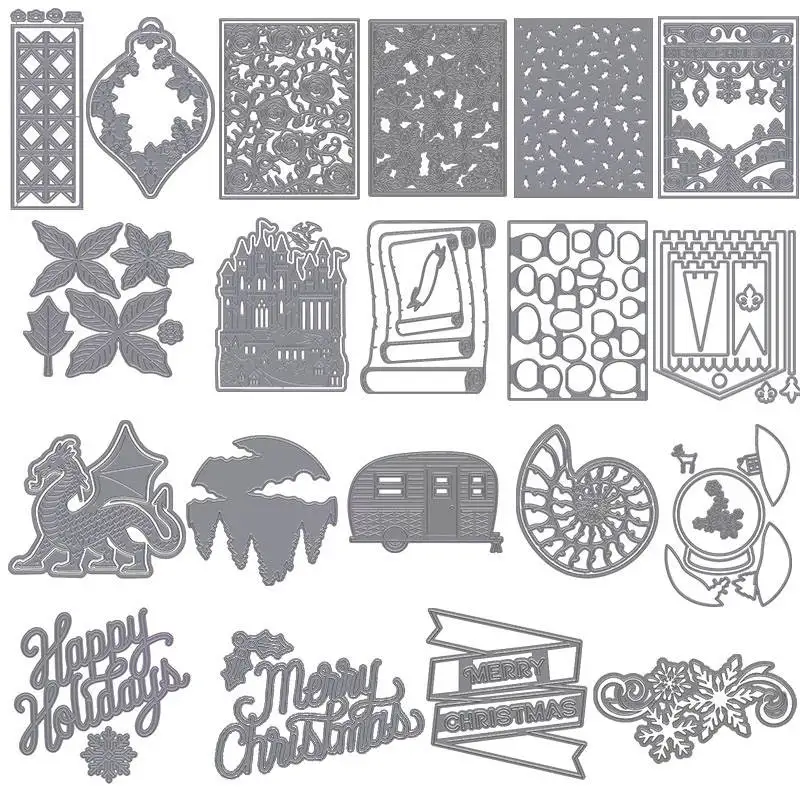 

Snowflake Rose Flower Landscape Plates Animal Phrases Metal Cutting Dies For DIY Scrarpbooking Embossing Paper Cards Crafts 2019