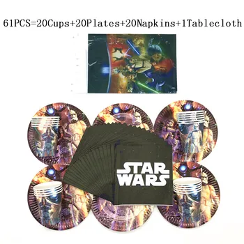 

61PCS/lot Star Wars Theme Tableware Children Birthday Party Paper Cup Plate Napkin Wedding Dish Glass Tissue Tablecover Supply