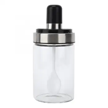

Food Storage Jars Transparent Glass Seasoning Jar Salt Pepper Seasoning Pot Bottle with Spoon for Kitchen Use Glass Spice Jars