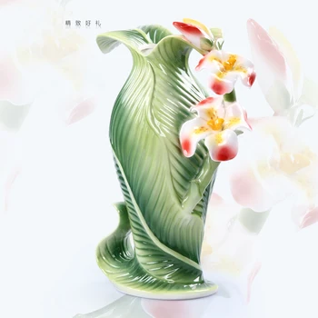 

CERAMIC CANNA INDICA L FLOWERS VASE HOME DECOR LARGE FLOOR VASES FOR WEDDING DECORATION CERAMIC HANDICRAFT PORCELAIN FIGURINES
