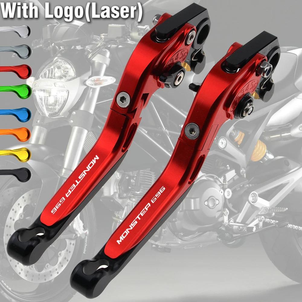 Черные рычаги тормоза сцепления с логотипом ЧПУ для DUCATI Monster 696 Monster696 2008-2014