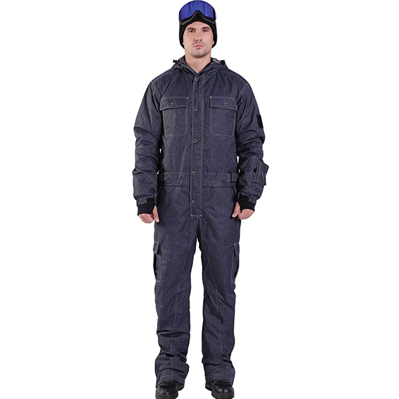 NVVY DENIM Синий волшебный водонепроницаемый Сноубординг цельный лыжный комбинезон для мужчин сноуборд-30 градусов лыжный костюм зимняя одежда комбинезон - Цвет: NVVY DENIM