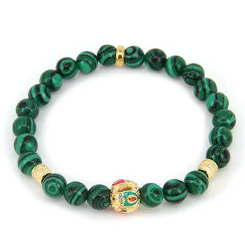 

Thomas Lucky Beads AND Artificial Malachite ELASTIC 0.8CM BRACELET, lucky charm bracelet Jewelry for Men