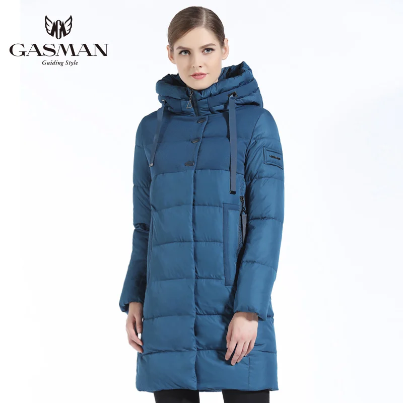 Длинная зимняя куртка на молнии GASMAN женская черная парка пуховик женское плотное