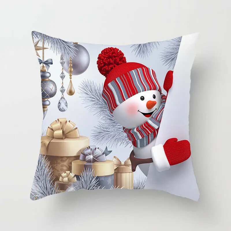 

1pc Christmas Decorations Home Cotton Linen Cushion Cover 45x45cm Decoratives Cushions For Sofa Seater Covers Car Pillow Case