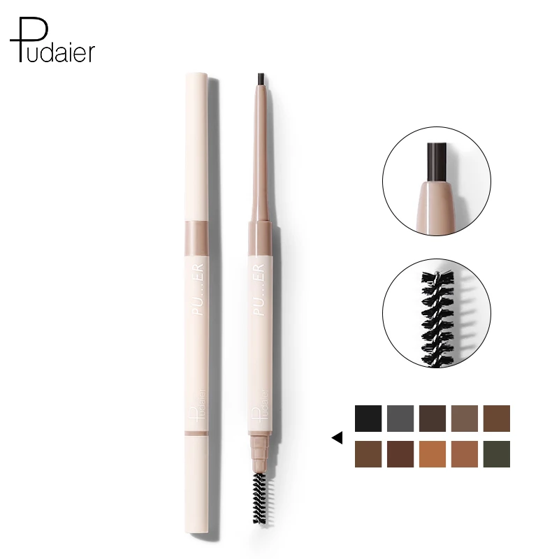 

Pudaier 10 Colors Eyebrow Super Fine Double-Headed Brush Waterproof and sweatproof Stereotype Eyebrow Pencil Cosmetic makeup