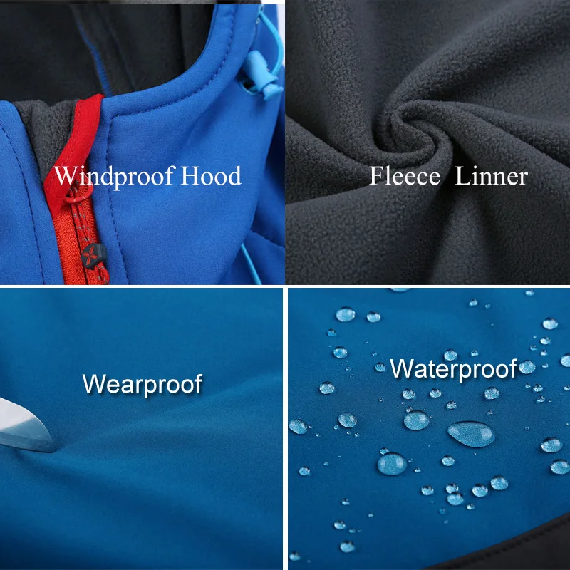 NUONEKO Softshell Jacket Mens Windproof Jackets Male Soft Shell Windbreaker Skiing Hiking Trekking Thick Fleece Warm Coats JM05 hiking jackets softshell jackets