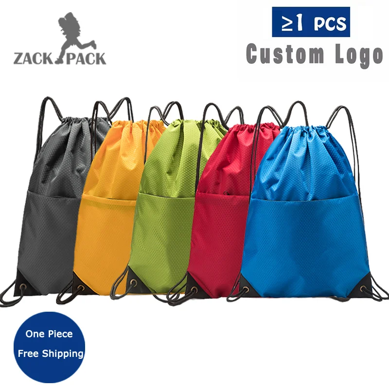 

Zackpack Sports Drawstring Backpack Custom Logo Waterproof Bundle Pocket Drawstring Backpack Print Custom