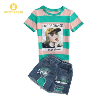 

2019 New Kid Fashion Girls Clothes Outfits Tops Pants Clothing Set New Girls Summer Cotton T Shirt Shorts Kids 2Pcs Clothing Set