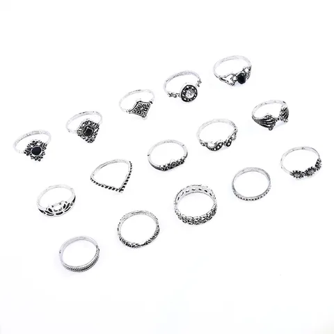 Pcs/Pack Antique Midi Finger Ring Set Bohemian Black Stone Vintage Punk Rings Fashion Jewelry for Women Party Gifts Wholesale