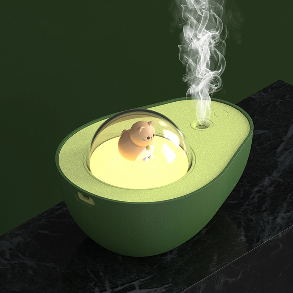 Ultrasonic Mini Air Humidifier Avocado Cartoon Aroma Essential Oil Diffuser Umidificador Home Car Mist Maker LED Night Lamp Cute | Бытовая