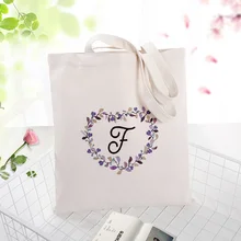 Холщовая Сумка-тоут художественная сумка с буквенным принтом на заказ текстовый логотип DIY Алфавит эко Экологичная многоразовая переработанная хозяйственная сумка