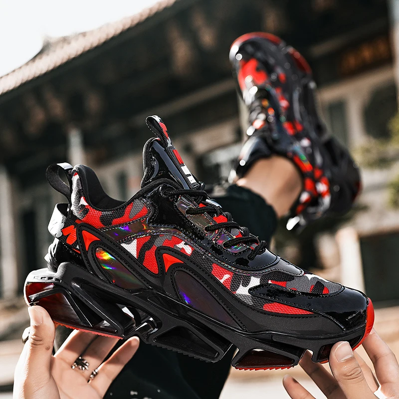 

2021New Men's Blade Running Shoes Breathable Sneakers Design Antiskid Damping Outsole Sport Shoes outdoor Luminous Jogging Shoes