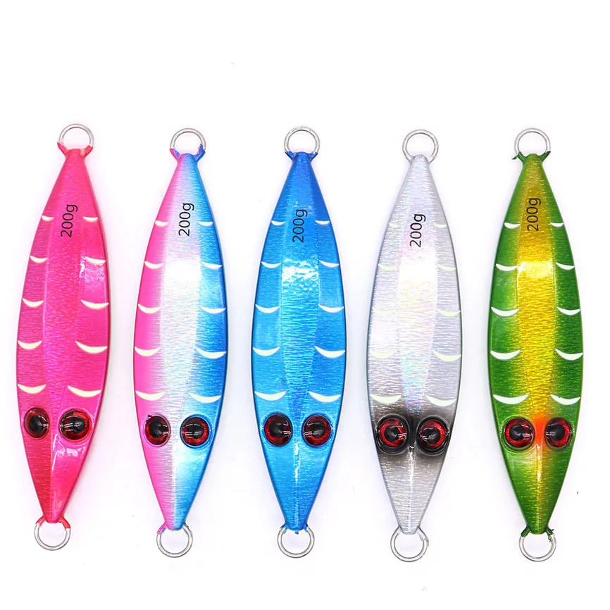 

CASTFUN Fishing Lure Slow Jig Luminous Jigging Lure Fish Artificial Bait Lure Metal Jig 1pc 100g 200g 250g
