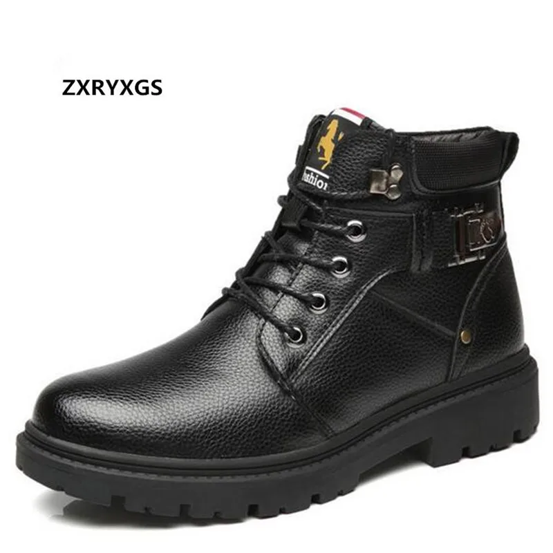 

2019 Fashion Warm Snow Boots Men Shoes Winter Boots Non-slip Wear-resistant Genuine Leather Martin Boots Men Boots Snow Shoes