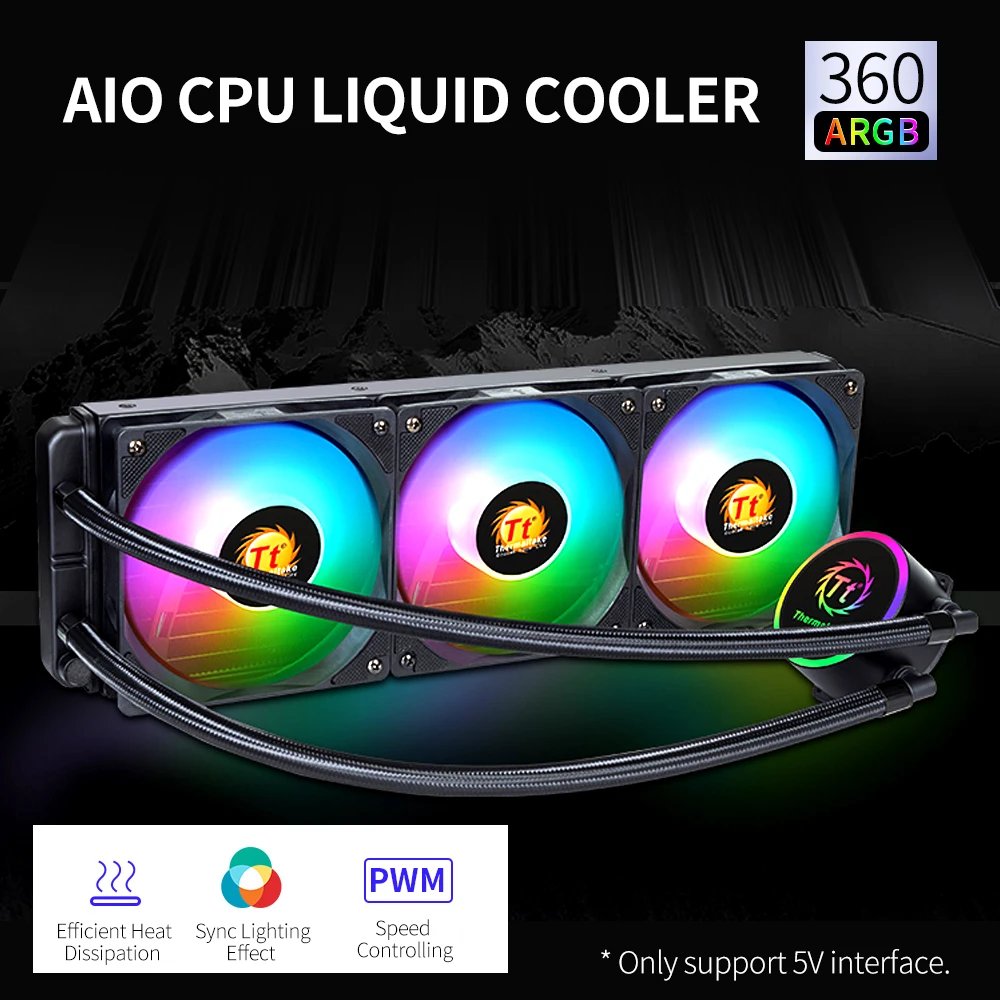 Thermaltake 360/240 Riing ARGB AIO CPU Liquid Cooler PWM Fans Sync Lighting Effect Copper Pump Head Multiple Platforms | Компьютеры и