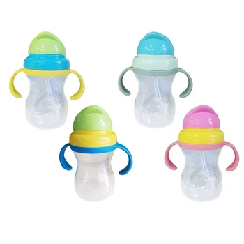 

New Baby Leakproof Feeding Bottles Training Drinking Straw Bottle Kids Silica Gel Handle Sippy Cup
