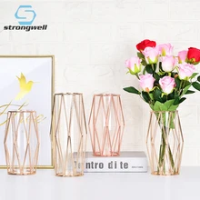 Strongwell, скандинавский Железный держатель, ваза для цветов, стеклянная пробирка, гидропонный контейнер, стеклянная бутылка, аксессуары для украшения дома, современные