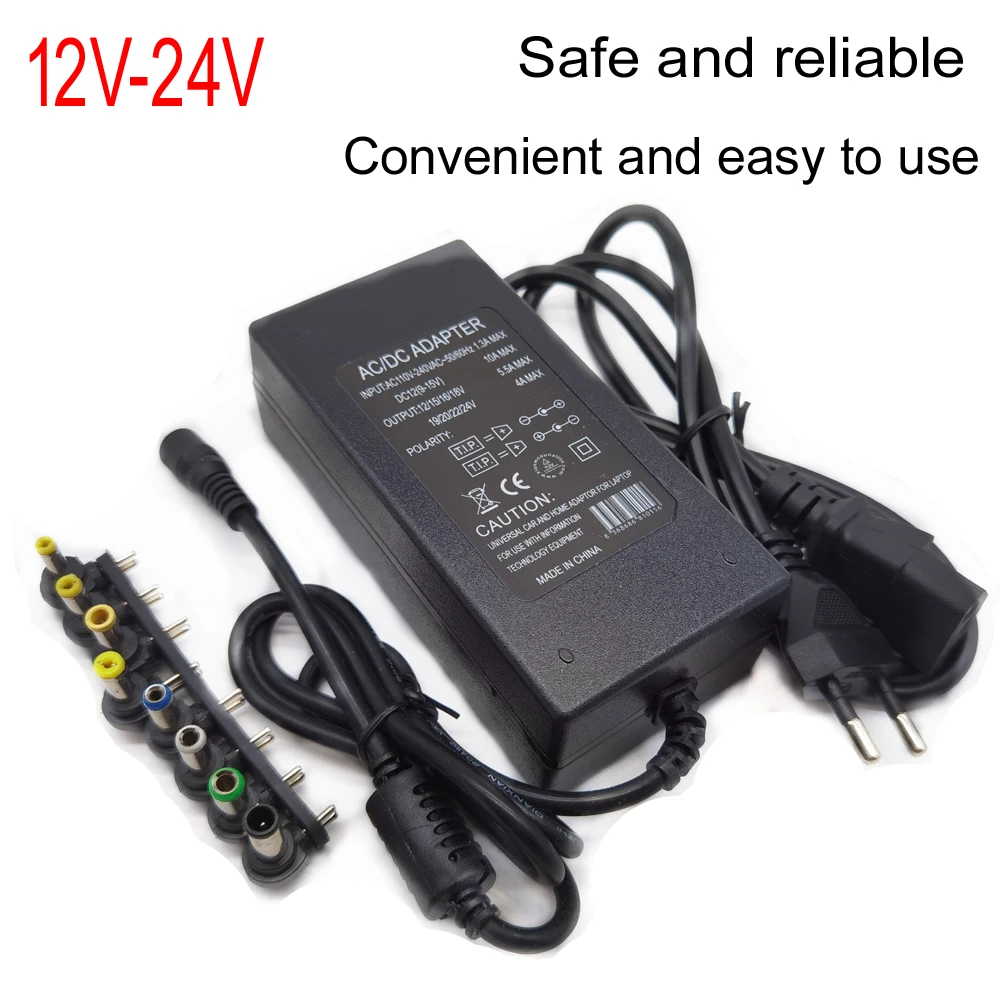 Dc 12v/15v/16v/18v/19v/20v/24v 4-5a 96w portátil ac adaptador de alimentação universal carregador para asus dell lenovo sony toshiba portátil