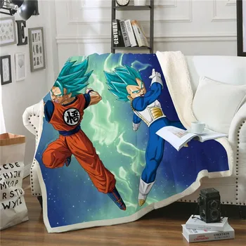 

3D Printed Blue Anime Sherpa Blanket Fashion Travel Youth Outlet Plush Throw Washable Fleece Blanket 2020 Tops Dragon Ball
