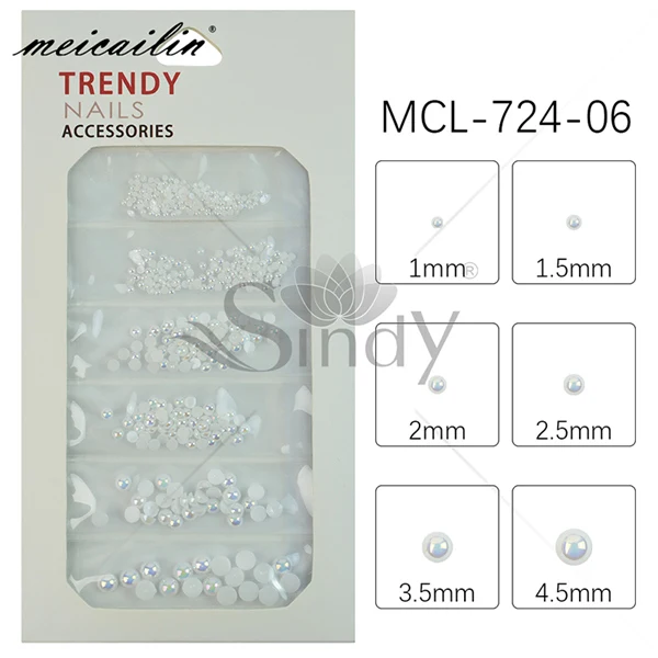 MCL-724-06 1 упаковка красочные ABS имитация жемчуга смешанный размер 3d-украшения для ногтей жемчуг Стекло Стразы для ногтей аксессуары хрустальные камни - Цвет: MCL-724-06
