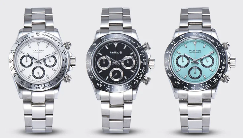 Parnis, 39 мм, кварцевые мужские часы с хронографом, лучший бренд, Роскошные, водонепроницаемые, сапфировое стекло, мужские наручные часы, Relogio