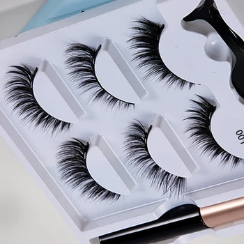 

3 Pairs Fake Mink Hair Magnetic Eyelashes Set Hand Made Natural Long Lasting Extension Full Strip False Eye Lashes Make up Tools