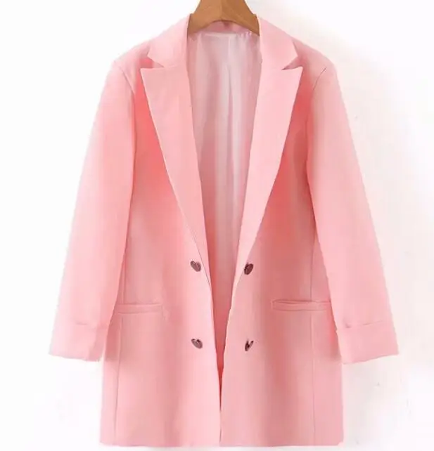 XZBZ1099 Pink Fandy lokar плед печатных пиджаки для женщин Мода три четверти куртки для женщин Элегантный однобортный костюмы женские дамы HS - Цвет: XZBZ1099 Pink
