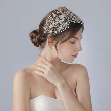 Wedding Headpiece Rhinestone Wedding Hair Accessories Bridal Pearl Tiara Handmade Bridal Tiara for Woman Wedding Accessories