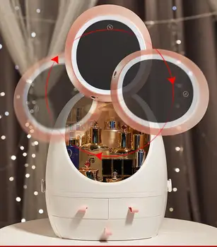 

Cosmetic Receiving Box With Mirror Dust-proof Household Desktop, Lipstick Skin Care Placement, Net Red Dressing Table Finishing