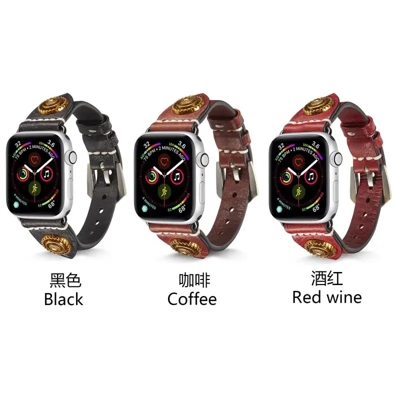Ретро Кожаный ремешок для часов для apple watch 1 2 3 4 5 iwatch Ремешки для наручных часов 38 мм 42 мм 40 мм 44 мм