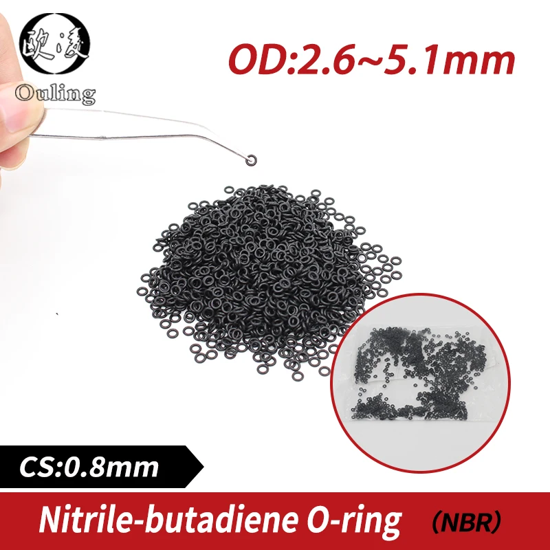 20 개/몫 고무 블랙 NBR CS 0.8mm 두께 OD2.6/3/3.6/4.1/4.3/4.5/4. 1mm ORing 가스켓 시계 방수 고무 oring