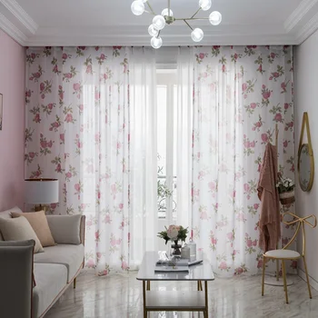 

Floral Sheer Curtains For Living Room Bedroom Curtains For Kitchen Printed Tulle For Curtains Drapes Door Fabric