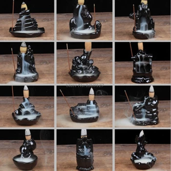 

12 Styles Tower Incense Ceramic Burner Fragrance Holder Backflow Censer Creative Aromatherapy Smoke Reflux Incense Stick Incense